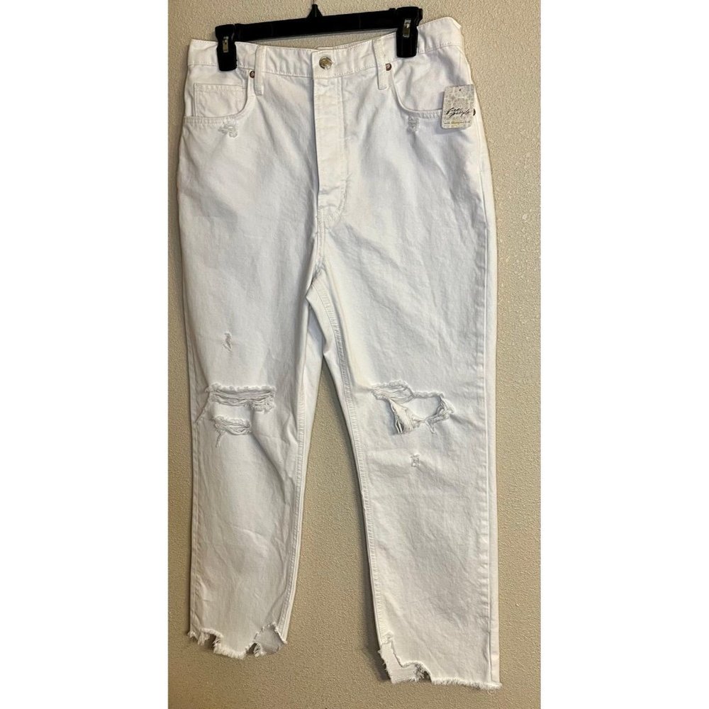 We the Free Destroyed Tapered Cotton Boyfriend Jeans Free People Jeans